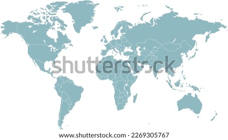 World map. Silhouette map. Color vector modern map	