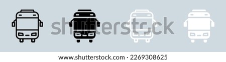Bus icon set in black and white. Transport signs vector illustration.