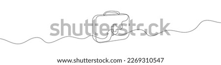 Continuous line drawing of first aid kit. Line art of first aid kit. One line drawing background. Vector illustration. Royalty-Free Stock Photo #2269310547