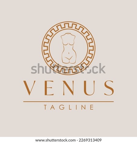 Ancient woman body logo template. Venus logo design. Beauty industry and wellness logotype. 