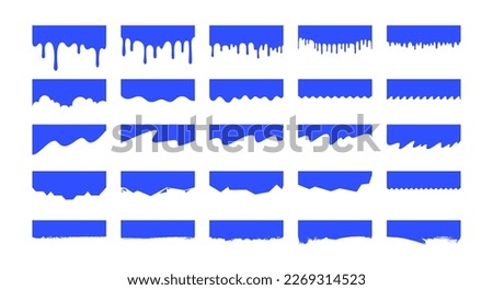 Vector Set of Template Dividers with Drops, Waves and Geometric Shapes. Abstract Design Elements for Top and Bottom on Website, App, Banners or Posters. Isolated Illustration Royalty-Free Stock Photo #2269314523