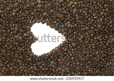 Caffe edition, coffee beans on isolated on white background