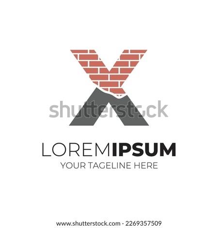 Letter X Combined With Cemented Brick Logo Design Icon Vector Illustration