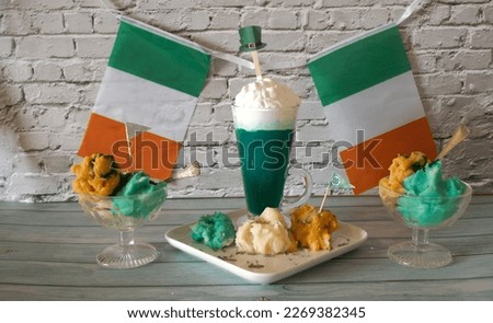 Celebrating  St Patricks  day   with  party  food  in the  colours  of  iresh  flag