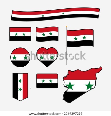Illustration vector graphic of Syria flags icon symbol bundle set.