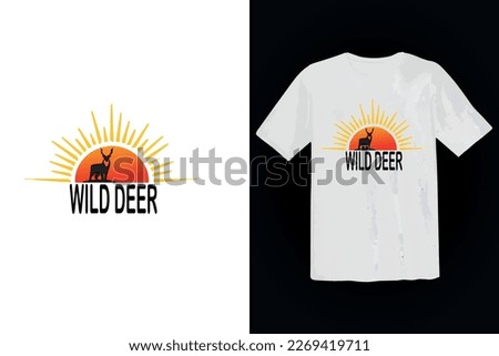 wild deer typography t shirt design vector illustration