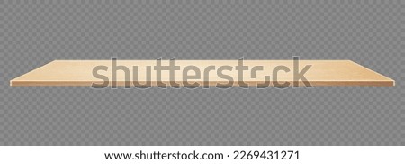 Wooden surface of desk isolated on transparent background. Kitchen top made of timber board. Light wooden tabletop. Realistic vector illustration
