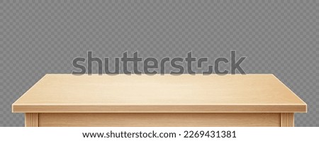 Wooden table isolated on transparent background. Vector realistic illustration