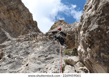 climbing dolomites panoramic views climbing outdoor europe Royalty-Free Stock Photo #2269459061