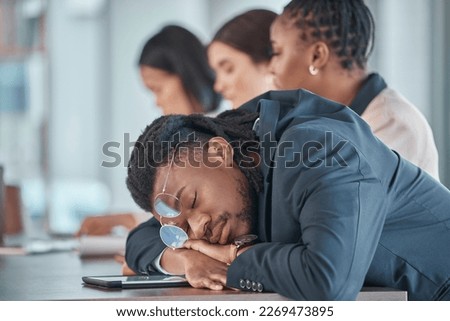 Tired, sleeping and business man in meeting fatigue, burnout and low energy with focus, insomnia and career problem. Time management, depression and sleepy employee, worker or person in conference
