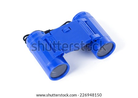 Blue Binoculars Isolated on the white background 