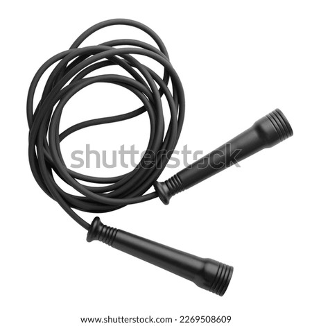 Black jump rope for sports on a white background. isolated object. Element for design Royalty-Free Stock Photo #2269508609