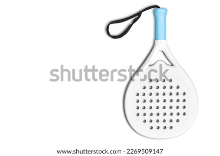 White professional paddle tennis racket on white background. Horizontal sport theme poster, greeting cards, headers, website and app Royalty-Free Stock Photo #2269509147