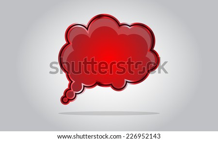 Chat bubble icon - abstract vector glossy speech cloud - red