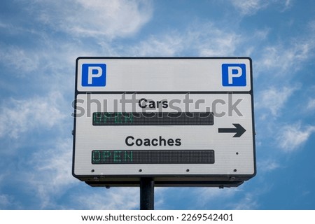 LED car park sign for cars and coaches.