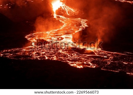 Lava river at night Iceland Royalty-Free Stock Photo #2269566073
