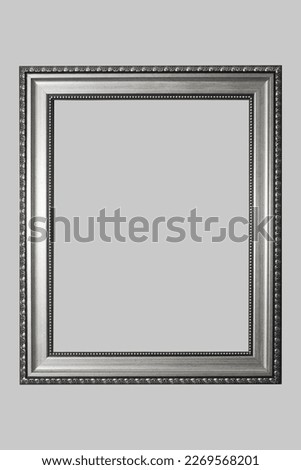 Modern picture frame on white background isolated grey color simple vertical