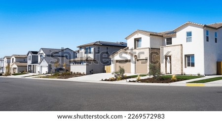 Suburban homes in Northern California with blue sky Royalty-Free Stock Photo #2269572983