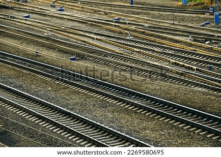 railway rails at sunset, russia. High quality photo