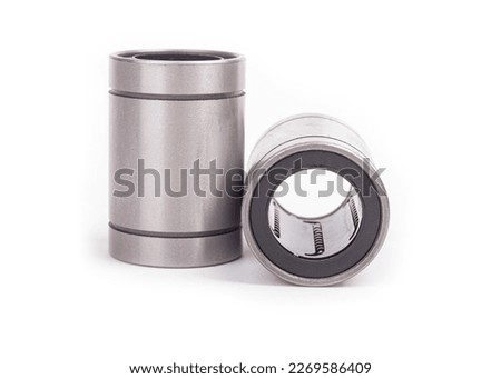 linear bearing made of metal for 3D printer. for guide bushings. on a white background. close-up. Royalty-Free Stock Photo #2269586409