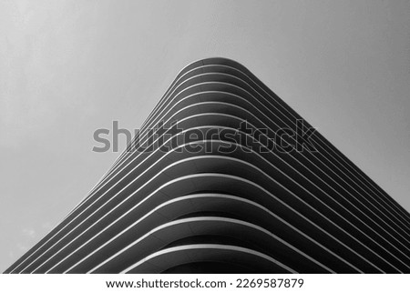 Black and white photo. Beautiful modern architecture of the building Royalty-Free Stock Photo #2269587879