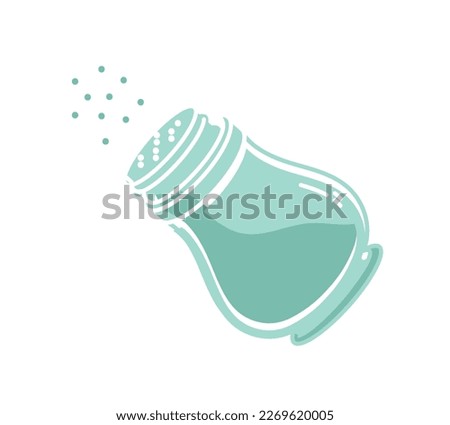 Pepper shaker concept. Kitchen utensils for storing spices and adding to dishes. Cafe or restaurant logotype. Cooking and preparation of food. Cartoon flat vector illustration