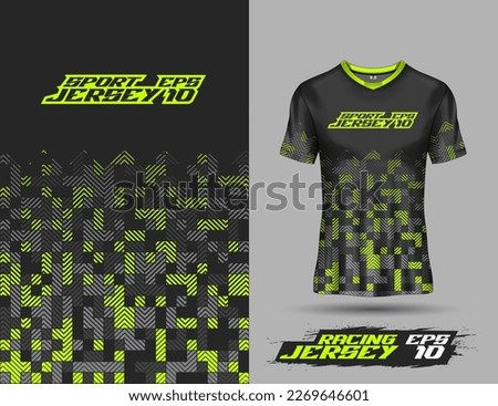 Fabric textile design front view for sport tshirt soccer jersey mockup extreme sport jersey team, motocross, racing, cycling, fishing, diving, leggings, football, gaming