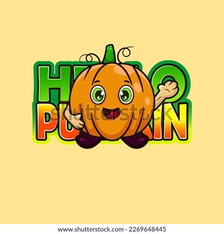 Cute pumpkin mascot with text background. Free vector isolated pumpkin.