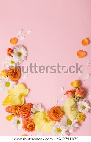 beautiful floral pattern on pink paper background Royalty-Free Stock Photo #2269711873