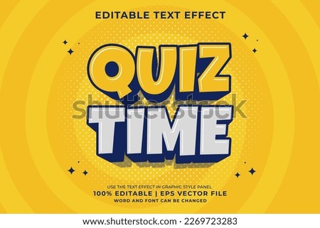 Editable text effect - Quiz Time 3d cartoon template style premium vector Royalty-Free Stock Photo #2269723283