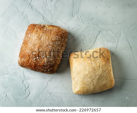freshly baked bread buns, top view
