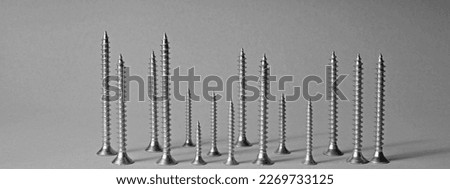 black and white screws of various sizes 
