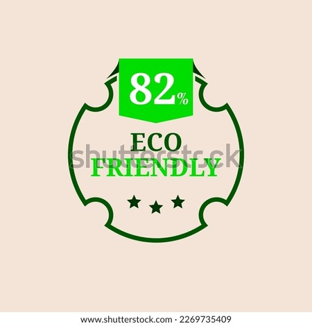 82% percentage Eco friendly stamp icons Vector illustration with Green organic plant leaf. Vector logo design