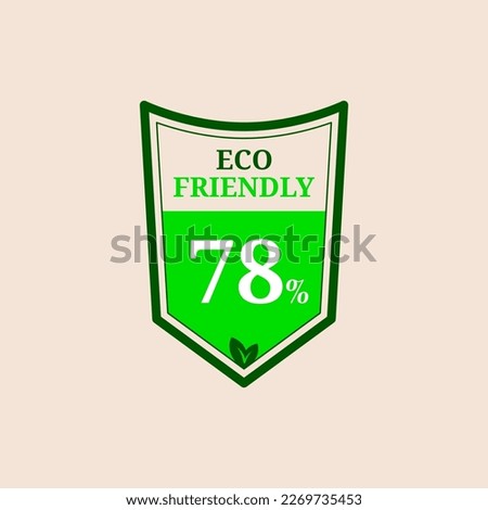 78% percentage Eco friendly stamp icons Vector illustration with Green organic plant leaf. Vector logo design