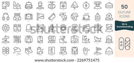 Set of ski and snowboarding icons. Thin linear style icons Pack. Vector Illustration Royalty-Free Stock Photo #2269751475