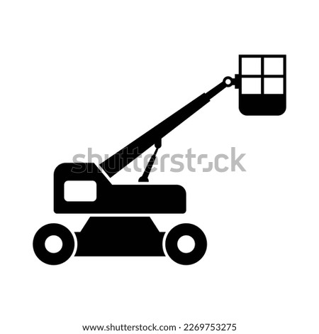 Boom lift machine icon design. isolated on white background. vector illustration