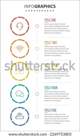 Vector Infographic design with icons. process diagram, flow chart, info graph, Infographics for business concept, presentations banner, workflow layout. 5 options or 5 steps. Vertical Steps Royalty-Free Stock Photo #2269753803