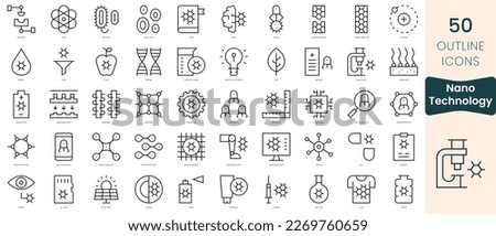 Set of nanotechnology icons. Thin linear style icons Pack. Vector Illustration Royalty-Free Stock Photo #2269760659