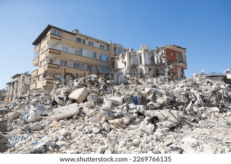 Hatay, Turkey- February 10, 2023 Turkey Earthquake Hatay As a result of the 7.8 magnitude earthquake that occurred in Turkey, thousands of buildings were destroyed and millions of people were affected Royalty-Free Stock Photo #2269766135