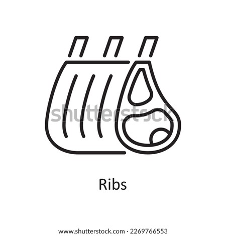Ribs Vector Outline Icon Design illustration. Grocery Symbol on White background EPS 10 File