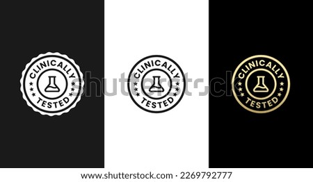 Clinically tested label or Clinically tested sign vector isolated in flat style. Clinically tested icon for product packaging. Clinically proven label icon for cosmetic or health product packaging Royalty-Free Stock Photo #2269792777