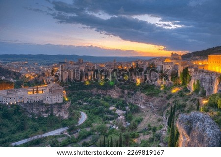 Sunset aerial view of Cuenca in Spain