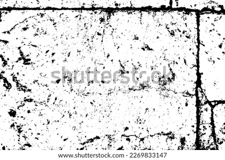 Black and white vector texture of the shattered granite roadway. Collapsed stone surface for 3D design