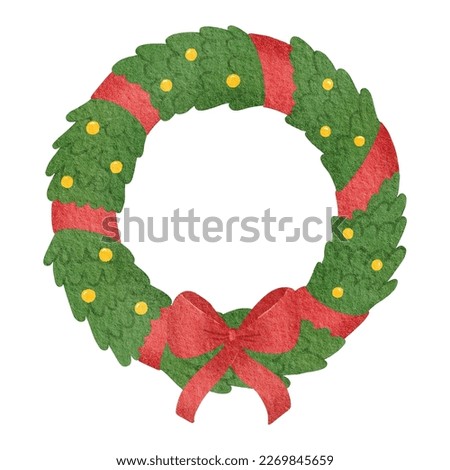 Christmas Wreath Watercolor Clip Art