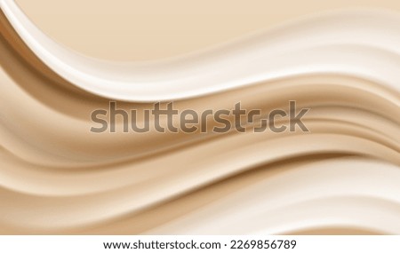 Chocolate with milk fluid splash texture. Cocoa or coffee cream sweet food delicious background. Modern gold and brown waves design.	
 