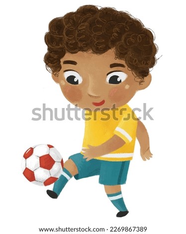 cartoon scene with kid playing sport ball soccer footbal - illustration