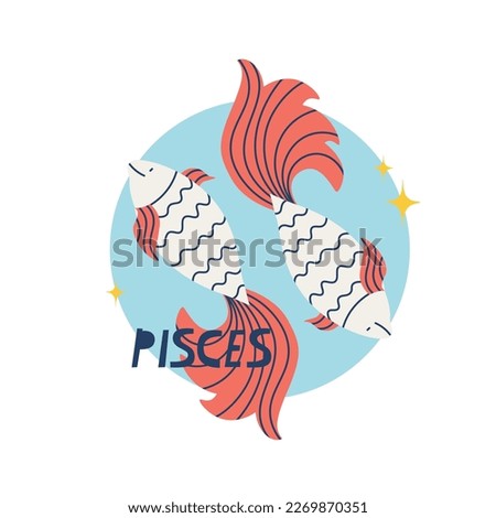 Pisces zodiac sign. The twelfth symbol of the horoscope. Astrological sign of those born in March. Vector illustration for design.