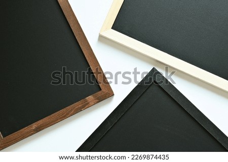 blank clean new chalkboard in wooden frame isolated on white background, blackboard for education school