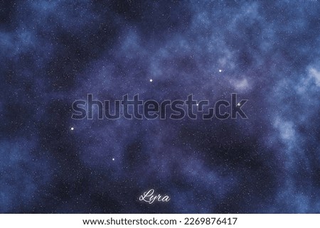 Lyra star constellation, Brightest Stars, Lyre, Harp constellation Royalty-Free Stock Photo #2269876417