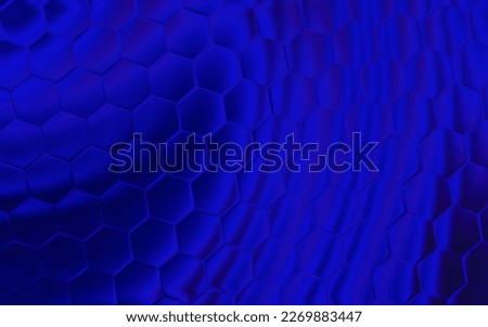 Blue 3d hexagonal background. Realistic honeycomb texture grid. Hexagon pattern.